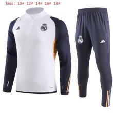 23/24 Real Madrid Kids White Sweater Tracksuit Thai Quality