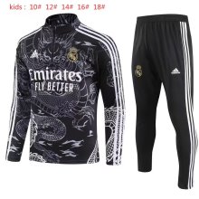 23/24 Real Madrid Kids Black Dragon Sweater Tracksuit Thai Quality