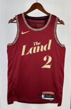 NBA Season 2024 Men Cleveland Cavaliers City Edition Red #2 IRVING Jersey High Quality Name and Number Print