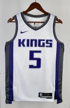 NBA Men 2023 Sacramento Kings White #5 FOX Jersey High Quality Name and Number Print
