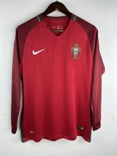 2016 Portugal Home Retro Jersey Long Sleeve