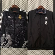 23/24 Real Madrid Dragon Black Windbreaker Jacket two-sided Jacket Thai Quality