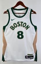 NBA Men Season 2024 Boston Celtics White City Edition #8 PORZINGIS Jersey High Quality Name and Number Print