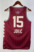 NBA Men 2024 Los Angeles Lakers All Stars Red #15 JOKIC Jersey High Quality Name and Number Print