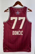 NBA Men 2024 Los Angeles Lakers All Stars Red #77 DONCIC Jersey High Quality Name and Number Print