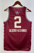 NBA Men 2024 Los Angeles Lakers All Stars Red #2 GILGEOUS-ALEXANDER Jersey High Quality Name and Number Print