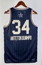NBA Men Season 2024 Boston Celtics All Stars Blue #34 ANTETOKOUNMPO Jersey High Quality Name and Number Print