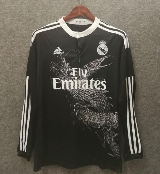 Real Madrid 2014/2015 Retro Classic Black Dragon L/S soccer jerseys