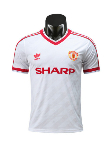 1986 Manchester United white soccer jersey