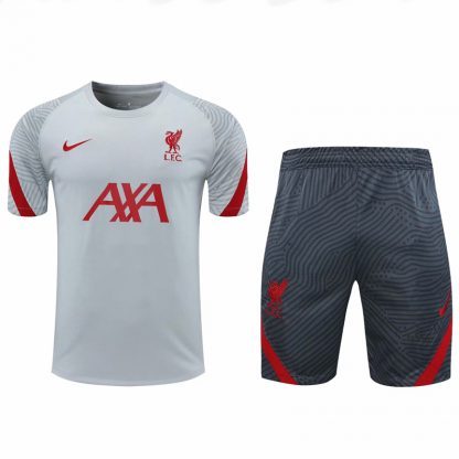 2021 Liverpool Silver Grey short sleeve training suit(Shirt + Pant)