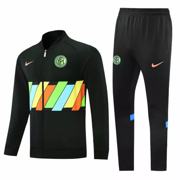 Mens Inter Milan Jacket + Pants Training Suit Black 2021/22