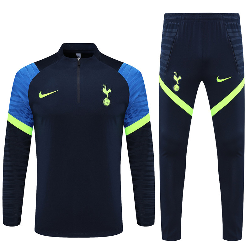 2021-2022 Tottenham Hotspur Kids dark blue half pull training suit ...