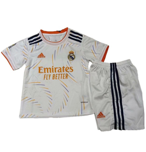 Real Madrid Home Kids Kit Soccer Children First Football Shirt Maillot Match Youth Uniforms 2021 2022