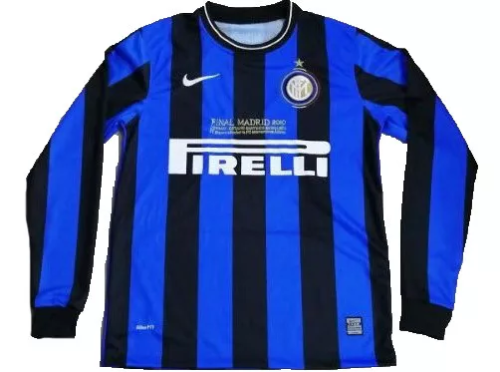 2009-2010 Inter Milan Home UCL Final Version Long Sleeve Retro Soccer Jersey Shirt