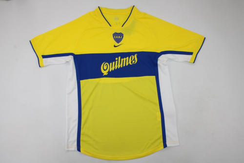 Boca Juniors 01/02 Away Yellow Soccer Jersey