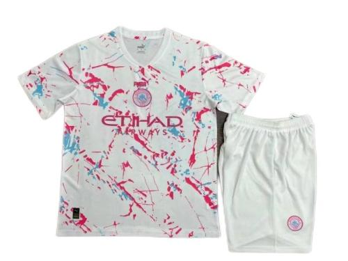 Kids-Manchester City 22/23 Special White/Pink Soccer Jersey
