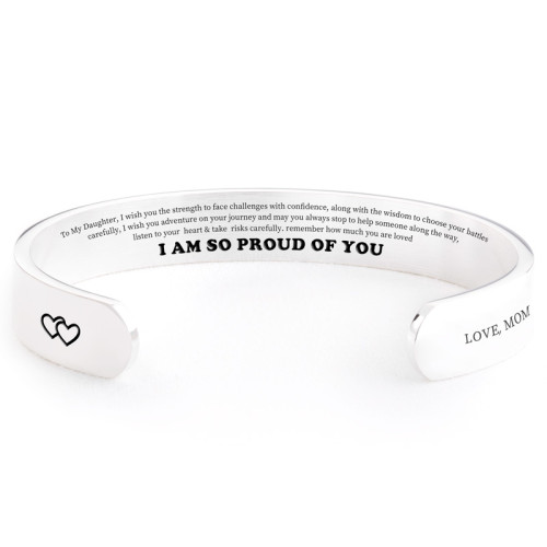 Us 23 9 Daughter I Am So Proud Of You Engraved Bangle M Lucklry Com