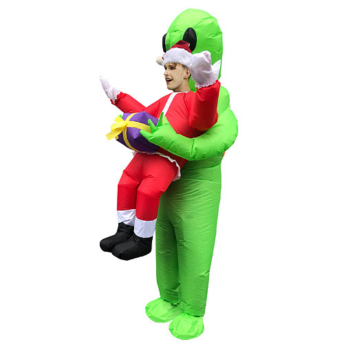 Hot Green Alien Inflatable Costume Cosplay Kids Adult Funny Blow Up Suit Party Choth Fancy Dress Halloween Costume For Women Men