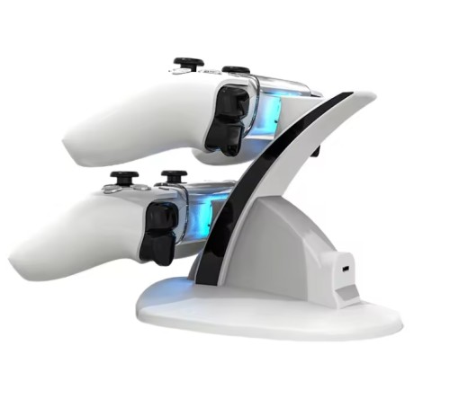 Wireless Controller Two-Seater Dual Charging Power Station Dock With Blue Light Indicator Charger For PS5 Game Controller Charge