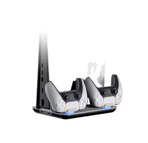 Multi-function Vertical Stand With Cooling Fan and Charging Station Base For PS5 Host and Controller