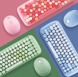 Hot Sale 2.4G Keyboard and Mouse Wireless Jelly Candy Color Mix Pink Combo For PC
