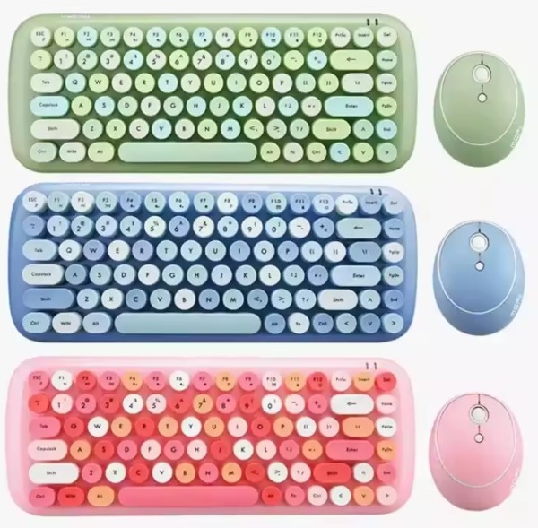 Hot Sale 2.4G Keyboard and Mouse Wireless Jelly Candy Color Mix Pink Combo For PC