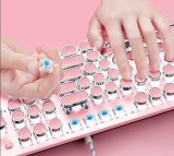 Gamingkeyboards Mechanical Gaming Keyboard and Mouse Combo With LED Backlit 104-Key Blue Switch Pink Wired Laptop Keyboard