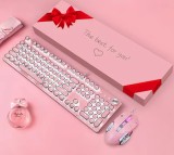 Gamingkeyboards Mechanical Gaming Keyboard and Mouse Combo With LED Backlit 104-Key Blue Switch Pink Wired Laptop Keyboard