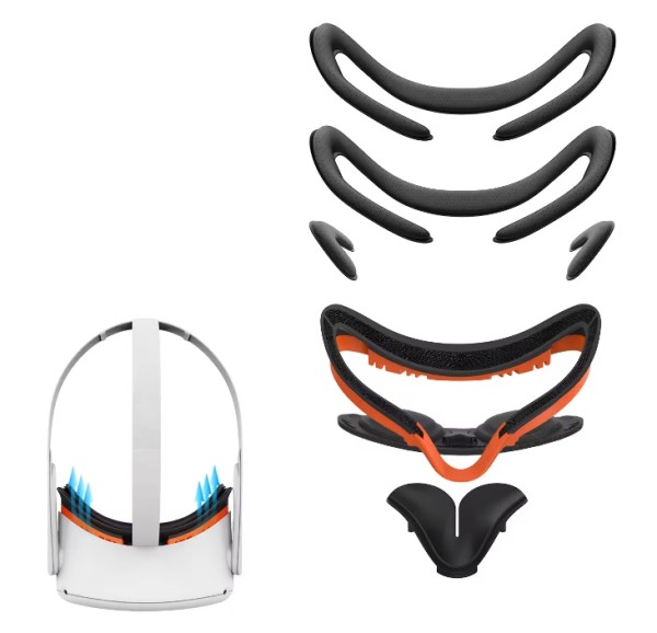 Resilient VR Facial Vent Soft Interface Bracket & Anti-Leakage Light Face Cover Replacement Pad for Oculus Quest 2 7-in-1