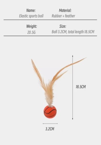 Elastic Sports Ball Feather Stretch Interactive cats Toys Pets Accessories Pet playing jump Toy for cat
