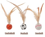 Elastic Sports Ball Feather Stretch Interactive cats Toys Pets Accessories Pet playing jump Toy for cat