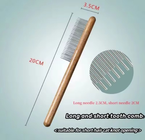 Wooden handle pet hair remover - reusable for cat and dog hair Pet Hair Removal Comb Brush