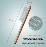 Wooden handle pet hair remover - reusable for cat and dog hair Pet Hair Removal Comb Brush