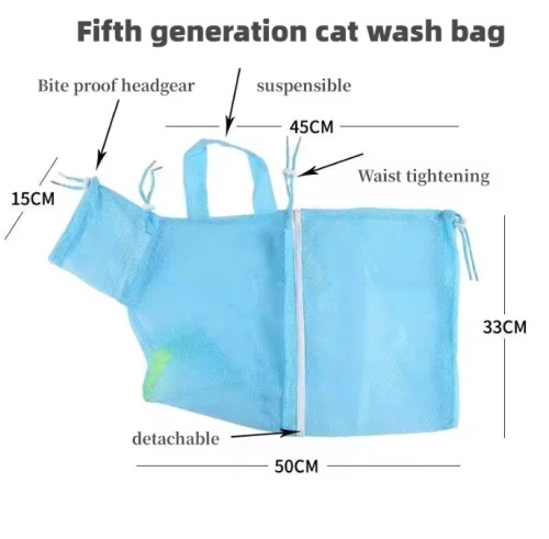 Multifunctional Adjustable Breathable Anti-Bite and Anti-Scratch Restraint Bag Cat Washing Shower Cat Bathing Bag