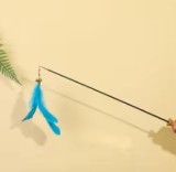 Wholesale Pet Rod Retractable Solid Wood Telescopic Rod Feathers Interactive Cat toys Teasing stick toys Cat Supplies