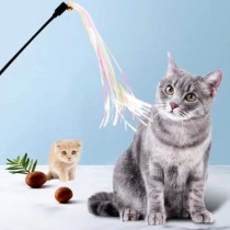 Wholesale Pet products Colorful ringing paper cat ticker with a ringing bell cat toy feather silver cat stick toys