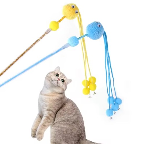 New design new fashion Big eyes Cat Training artefact Casual Fairy stick with bell Interactive Teaser Cats Wand Toys