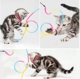 Pet cat toy double sided printed ribbon rainbow cloth tease cat stick