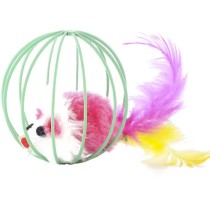 Wholesale sales in factories Funny mouse Rainbow balls Ping Pong Bell cage interactive cat puzzle chew Toy Ball