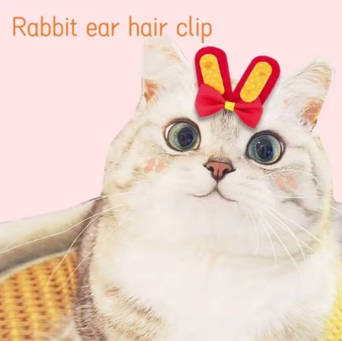 Cute Pet Rabbit Ear Shape Hair Bowknot for Cat and Dog Puppy Hair Clips Dog Cat Pet Hair Accessories