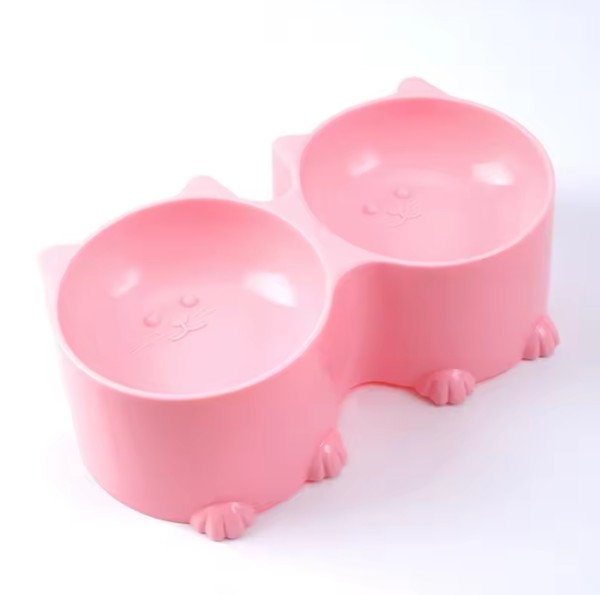 Pet Bowl Nonskid Double Water and Food Bowls Cute Design Cats Feeder Feeding Bowl Kitten Supplies