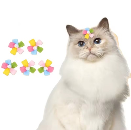 Wholesale Flower Pet Hair Clips Fashion Kitten Puppy Grooming Hair Accessories Ornament Hair Clips with Pearl