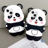Mobile Phone Case Silicone for Apple 14 Panda Cartoon Girl Holding Cat Girl Cute Apple cellPhone cover