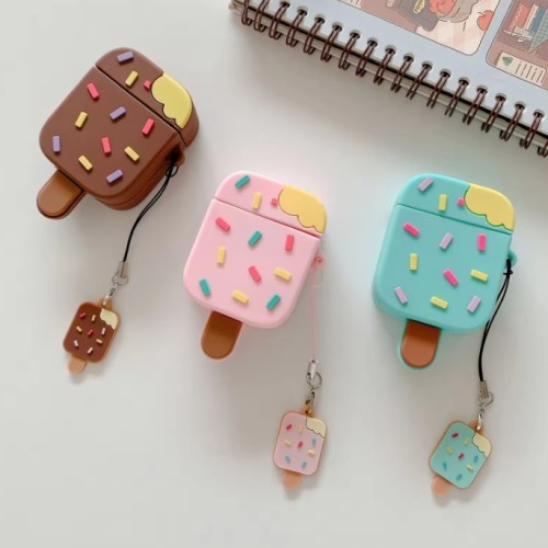 New creative ice cream earphone cover Soft Silicone Protective Cover Wireless Earphone Silicon Cover for Airpods 1 2 Pro