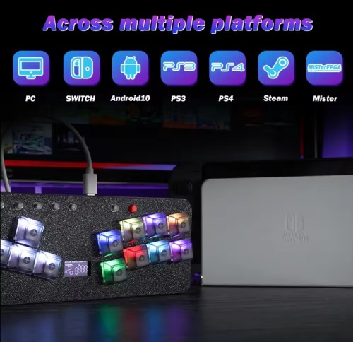 Flatbox Mini HitBox Controller SOCD Fighting Stick Gamepad Joystick With Cherry RGB Switch Gaming Keyboard For PC/PS4/PS3/Switch