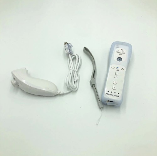 OEM controller Remote Built in Motion Plus and Nunchuck with silicone case and strap for N Wii
