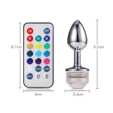RGB Adult Toys Aluminum Remote Control LED Flashing Light Up Anal Butt Plug for Men Women