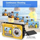 2.7K 48MP Digital Camera HD Rechargeable Underwater Camera Dual Lens Waterproof Cameras