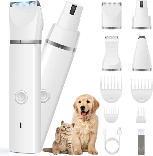 LAGEFEFE Grooming Kit Hair Clipper-Low Noise Paw Trimmer- Rechargeable - Cordless Quiet Nail Grinder Shaver for Cats Dog and Other Pets grooming or veterinary care.