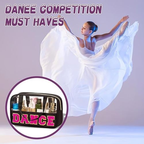 LAGEFEFE Clear Dance Makeup Bag with Handle and Zipper Nylon Portable PVC Storage Organizer Waterproof Travel Cosmetic Toiletry Bag for Women General purpose bags forholding dance equipment